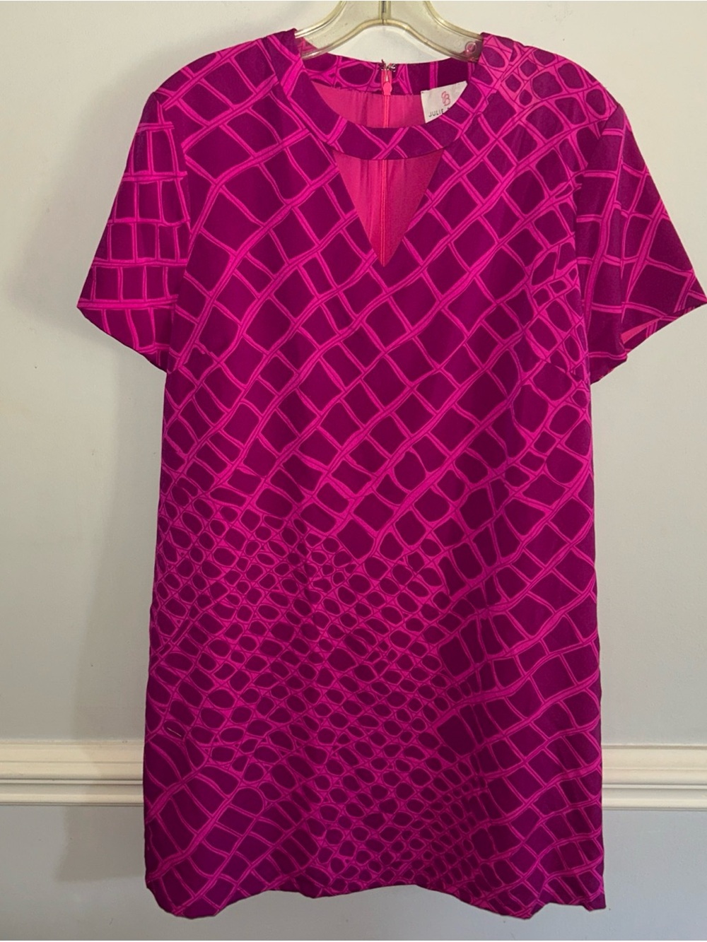 JB by Julie Brown Fuchsia and Magenta Geometric Midi Dress